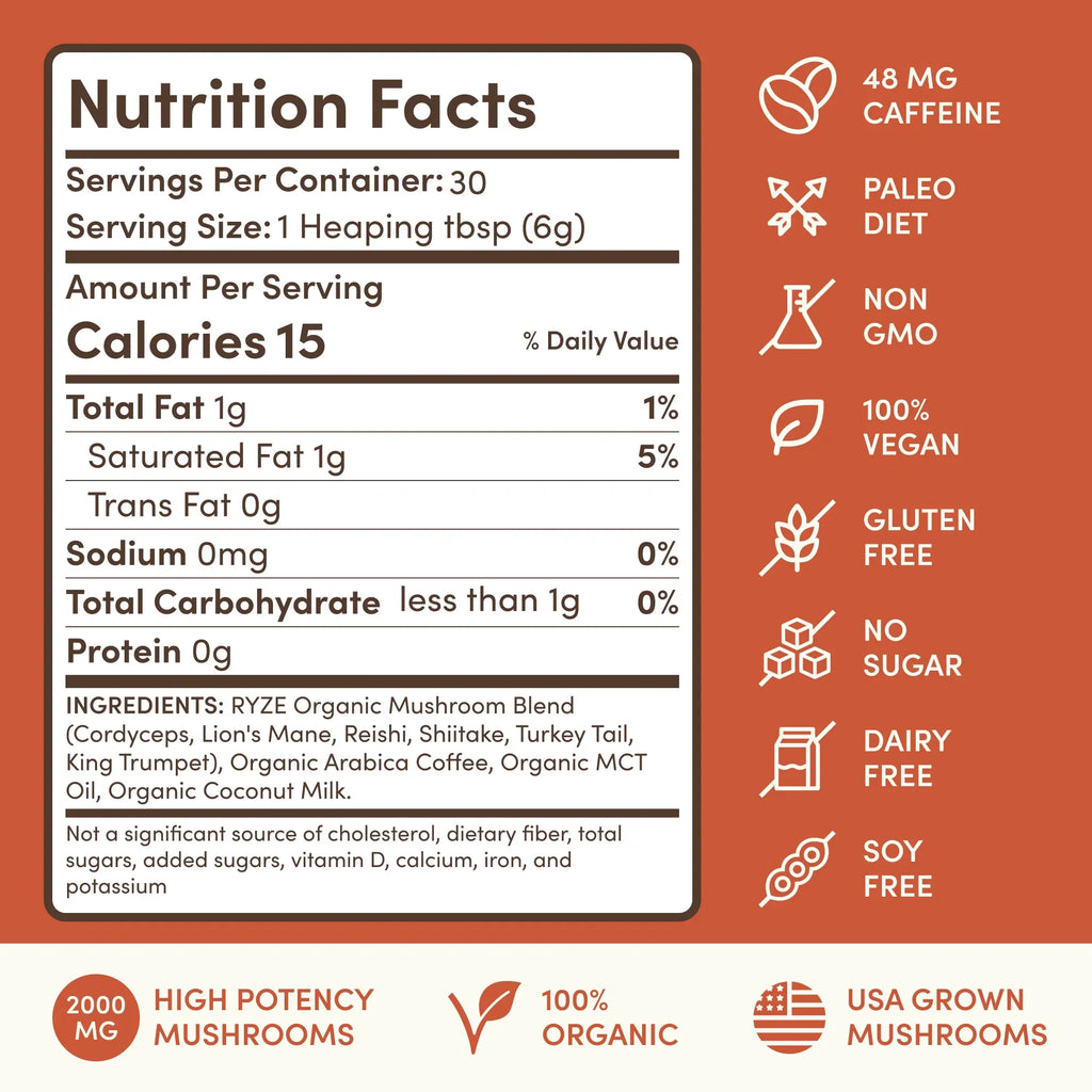 Mushroom Coffee — Organic Instant Coffee with Cordyceps & Reishi, 30 Servings G5 mu
