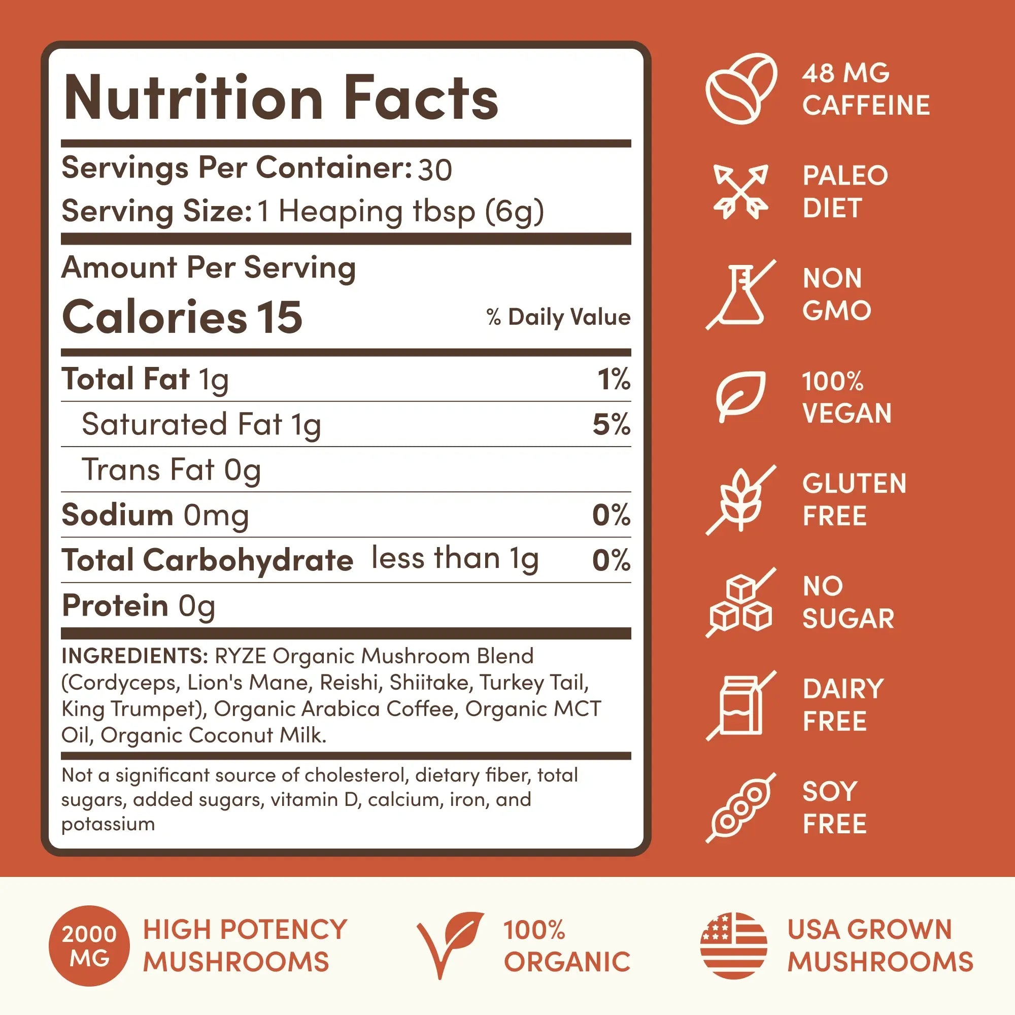 Mushroom Coffee — Organic Instant Coffee with Cordyceps & Reishi, 30 Servings G5 mu