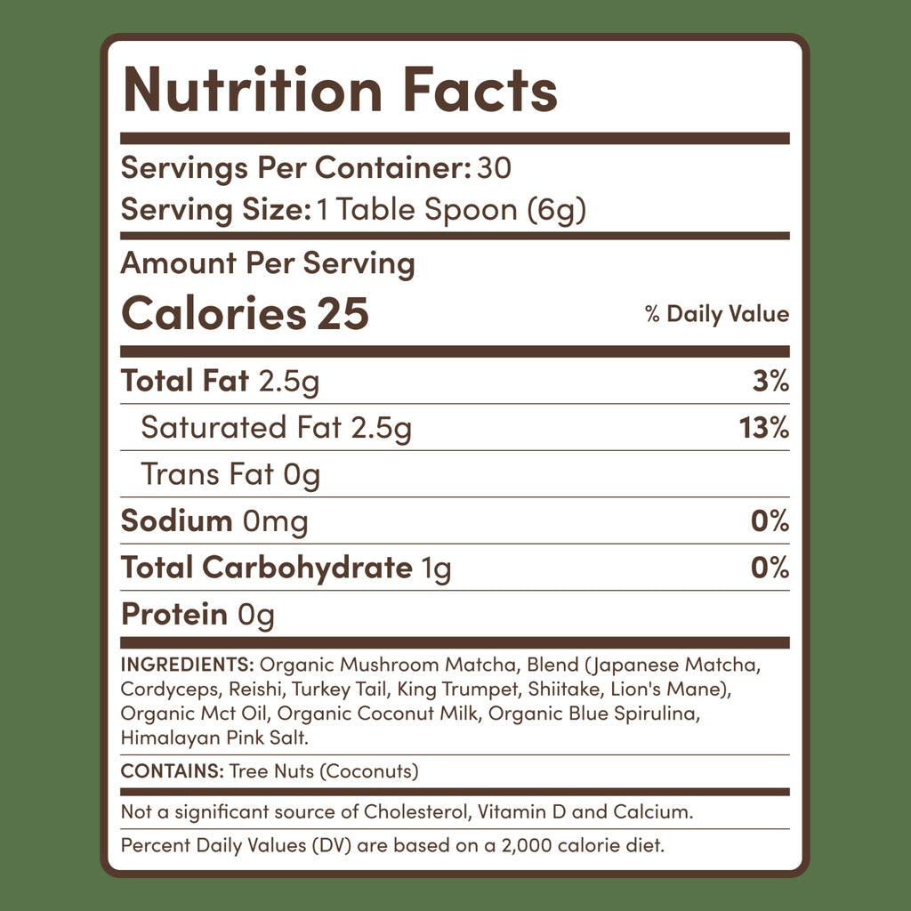 Mushroom Matcha — Organic Instant Matcha Latte with Lion's Mane & King Trumpet, 30 Servings B7 RI