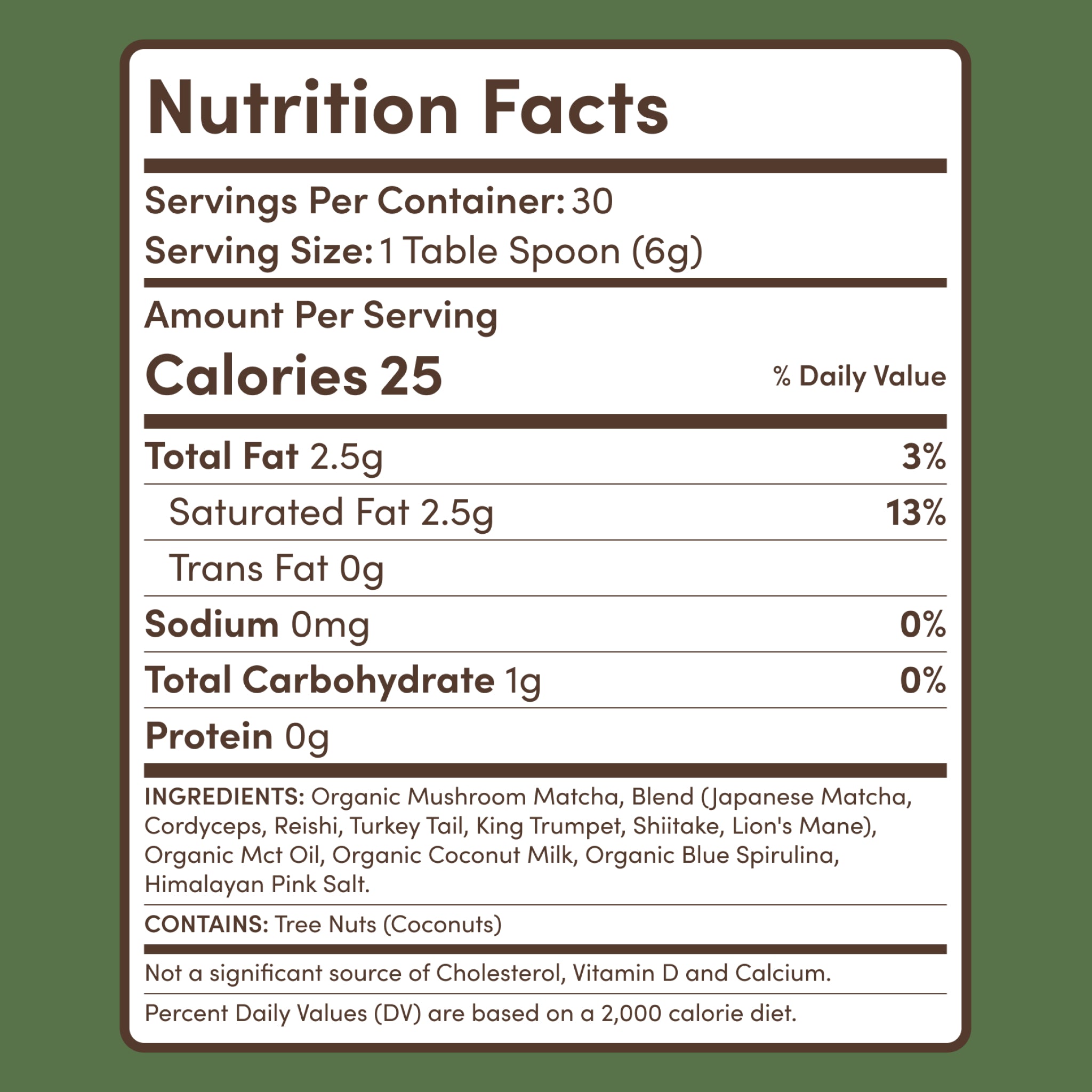 Mushroom Matcha — Organic Instant Matcha Latte with Lion's Mane & King Trumpet, 30 Servings B7 RI
