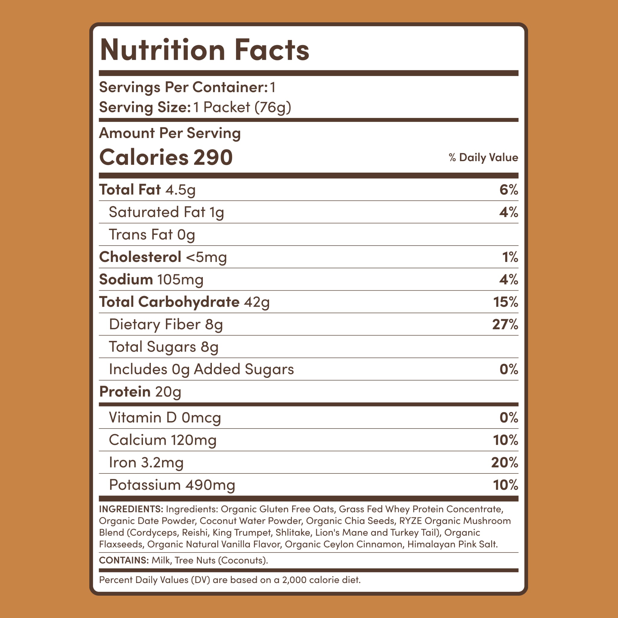 Mushroom Overnight Oats (14 Servings) N8 DF